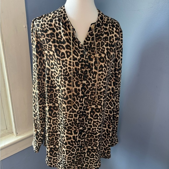BOLD elements Black and Brown Buttoned Blouse with Long Sleeves - Picture 1 of 6
